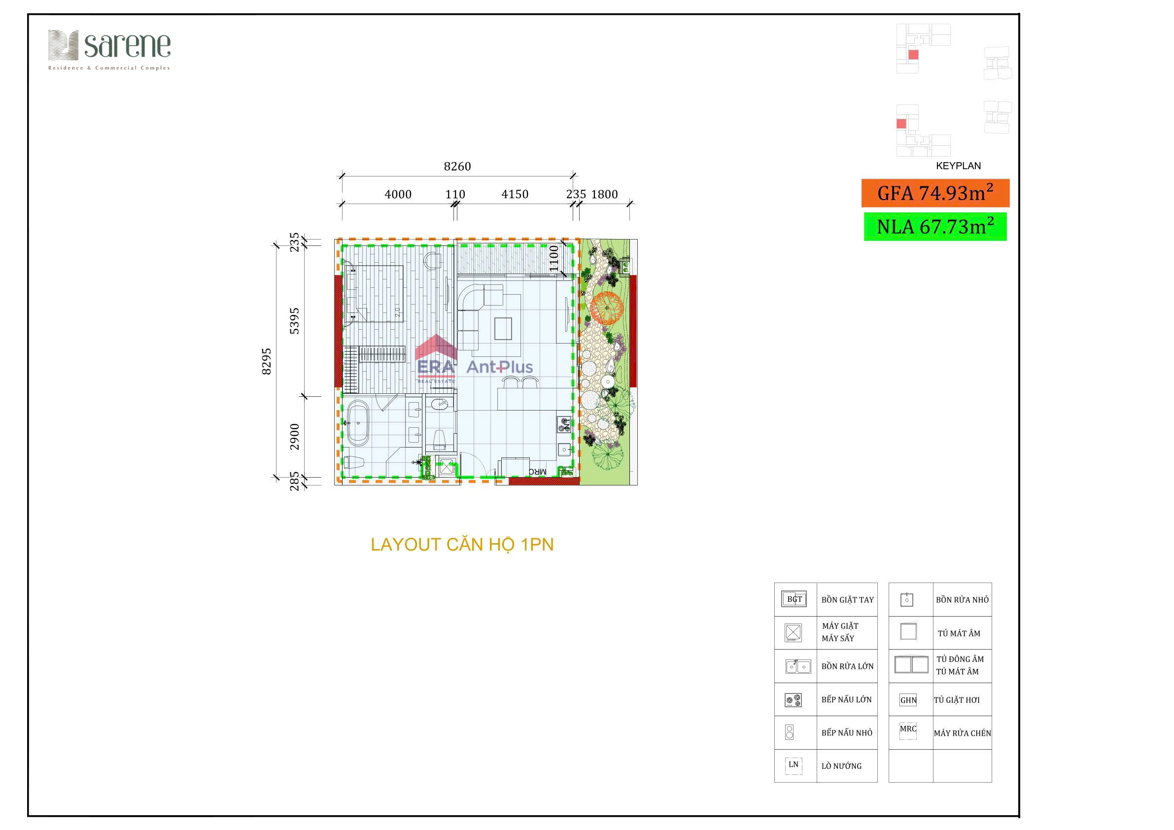 Mặt bằng kỹ thuật căn hộ 1PN
