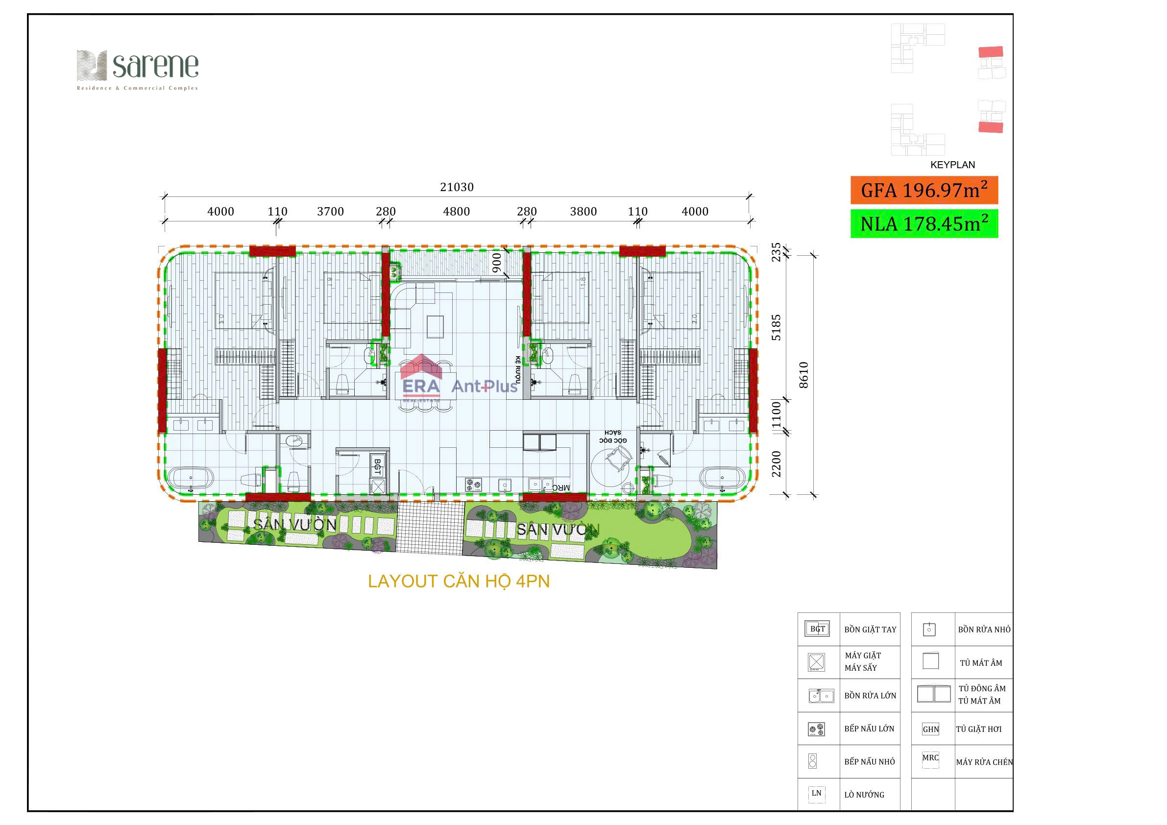 Mặt bằng kỹ thuật căn hộ 4PN