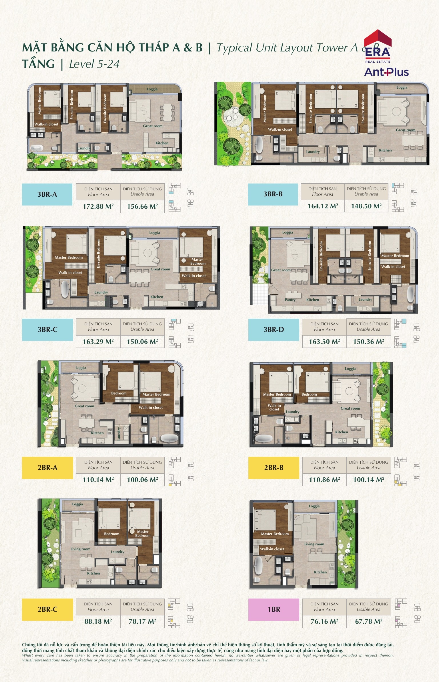 Mặt bằng căn hộ SARENE Residence A và Residence B