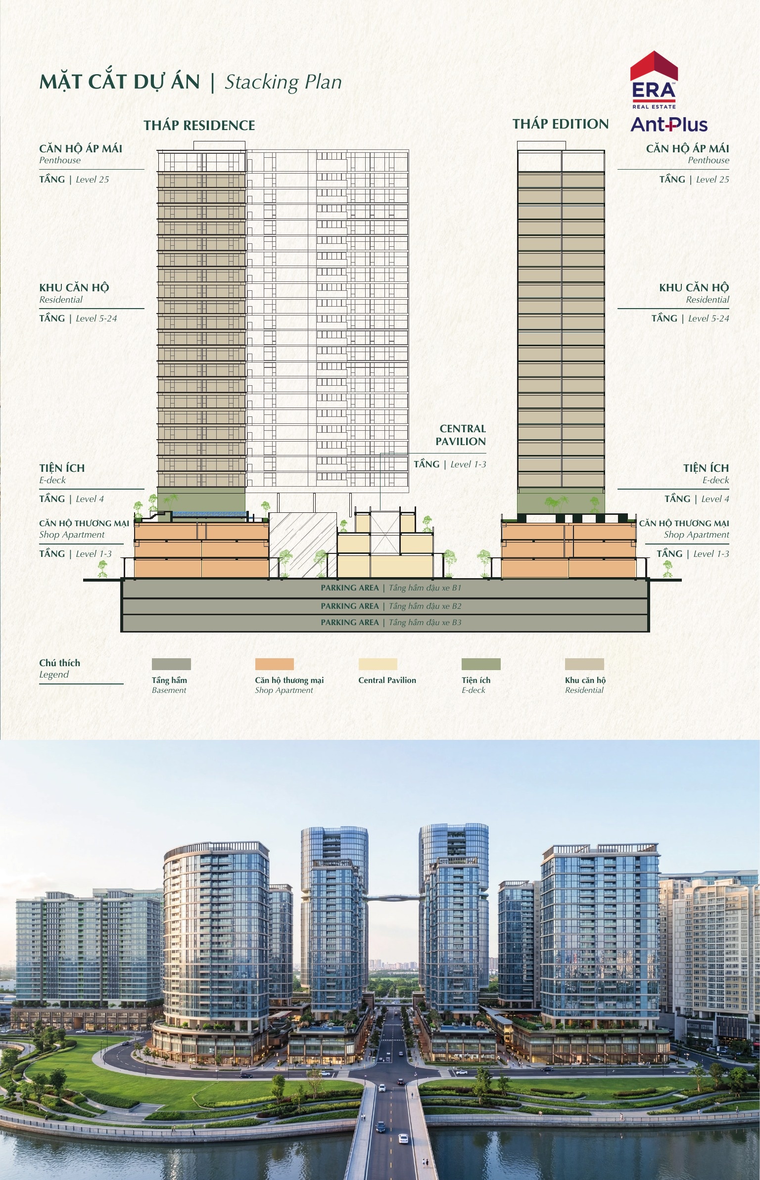 Mặt cắt tháp SARENE Residence và Edition